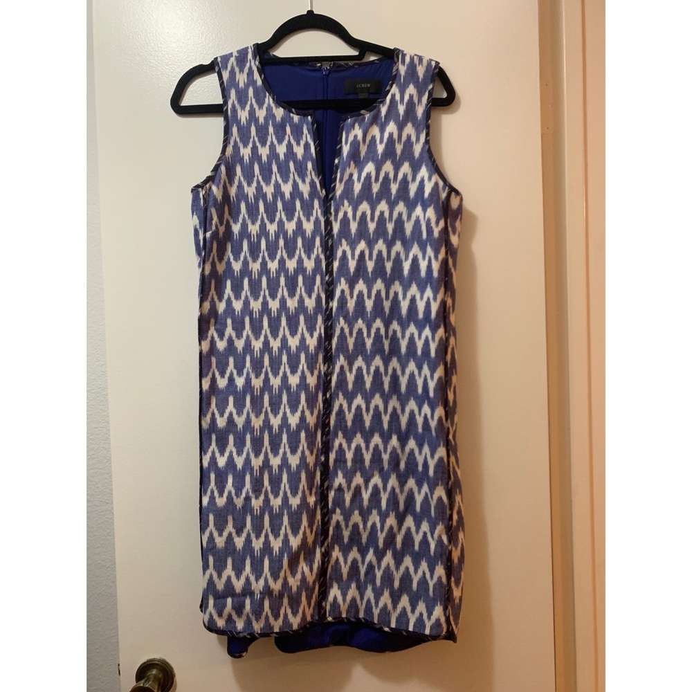 J Crew Sleeveless Shift Dress in Zig Zag Print